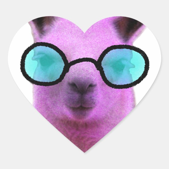 Cool Pink Llama! Heart Sticker (Front)