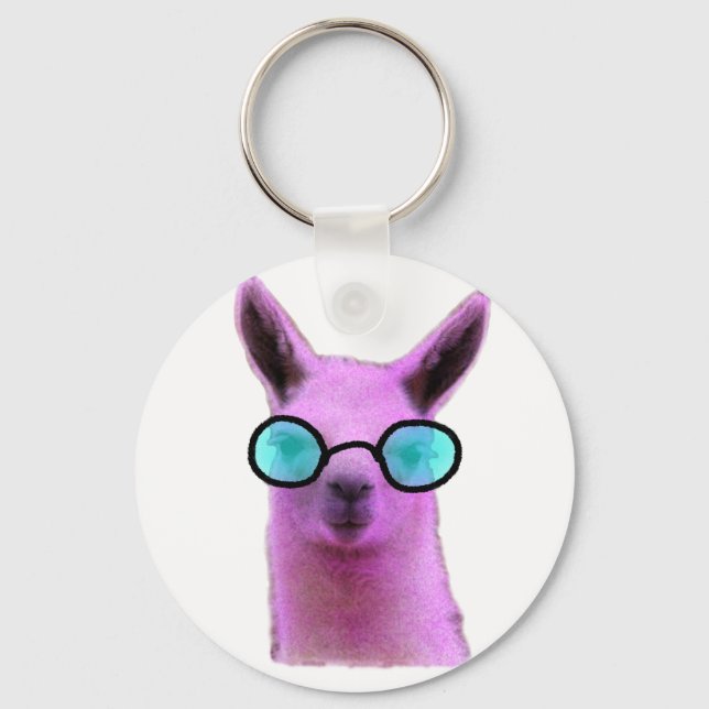 Cool Pink Llama! Key Ring (Front)