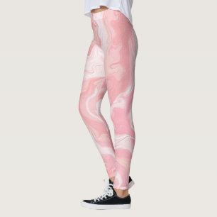 Cool Pink Marble Cloud Pattern, Hot Pink and White Leggings