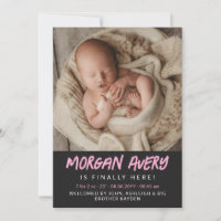 Cool Pink Marker Font New Baby Girl Photo