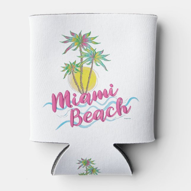 Cool Pink-Miami-Beach-Florida Graphic Can Cooler (Front)