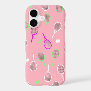 Cool Pink Retro Racquets Pattern Tennis Player