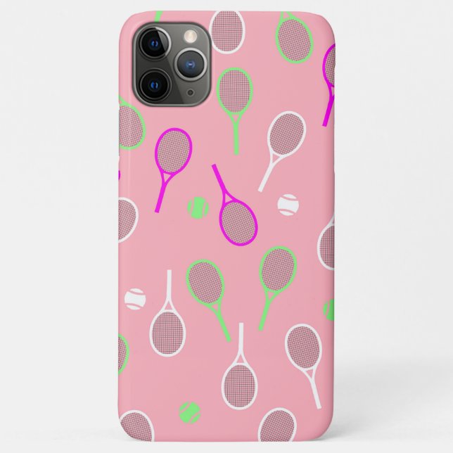 Cool Pink Retro Racquets Pattern Tennis Player  Case-Mate iPhone Case (Back)