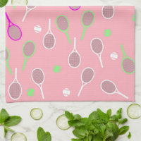 Cool Pink Retro Racquets Pattern Tennis Player  