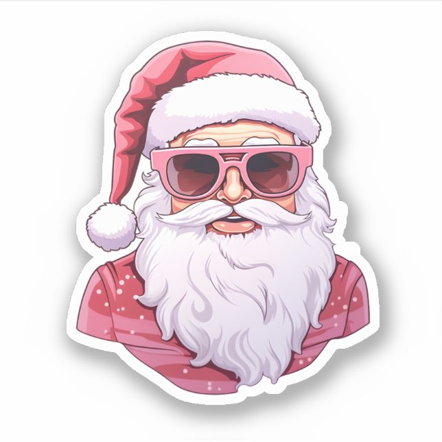 Cool Pink Santa Wearing Hat And Sunglasses (Front)