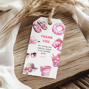 Cool Pink Summer Girl Birthday Favor Gift Tags