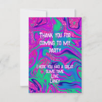 Cool Pink Teal Girl Birthday Slime Party Thank You