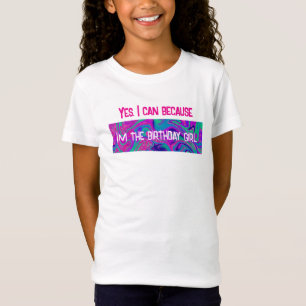 Cool Pink Teal Glitter I'm The Birthday Girl  T-Shirt