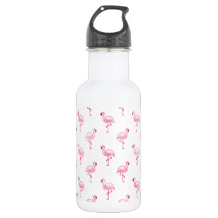 Cool Pink Tropical Flamingo Pattern on White 532 Ml Water Bottle