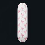 Cool Pink Tropical Flamingo Pattern on White Skateboard<br><div class="desc">Pink Tropical Flamingo Pattern on White Background.The Pink Flamingo Bird Print makes a great gift for a wild tropical summer party.</div>