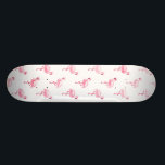 Cool Pink Tropical Flamingo Pattern on White Skateboard<br><div class="desc">Pink Tropical Flamingo Pattern on White Background.The Pink Flamingo Bird Print makes a great gift for a wild tropical summer party.</div>