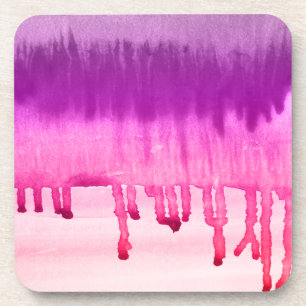 Cool Pink Violet Watercolors Ombre Coaster