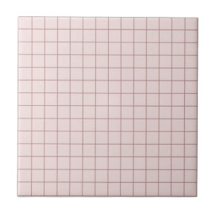 Cool Pinkish White Chequered Pattern Retro Tile