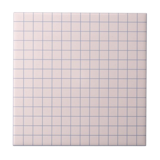 Cool Pinkish White & Lilac Chequered Retro  Tile (Front)