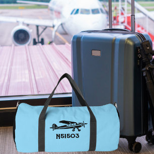 Cool Piper Cub Aeroplane,Simple Blue Aviation Duffle Bag