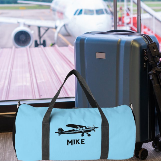 Cool Piper Cub Aeroplane,Simple Blue Aviation Duffle Bag (Creator Uploaded)