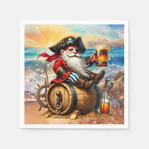 Cool Pirate drinking beer bar man cave  Napkin