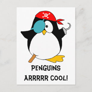 Cool Pirate Penguin Postcard