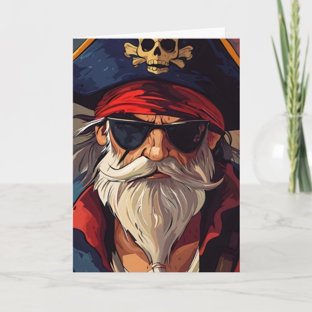 Cool Pirate Sunglasses Holiday Card (Front)
