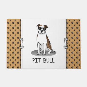 Cool Pit Bull and Sunglasses (lt brindle white 3) Doormat