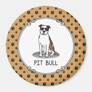Cool Pit Bull and Sunglasses (lt brindle white 3) Magnet