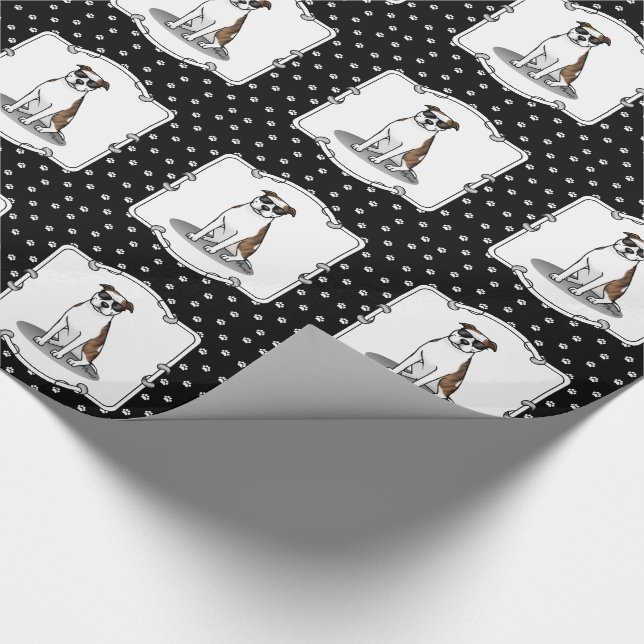 Cool Pit Bull and Sunglasses (lt brindle white 3) Wrapping Paper (Corner)