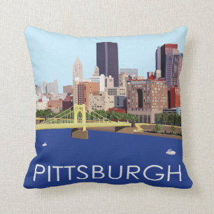 Cool Pittsburgh Skyline Computer Illustration Cushion