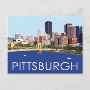 Cool Pittsburgh Skyline Computer Illustration Postcard