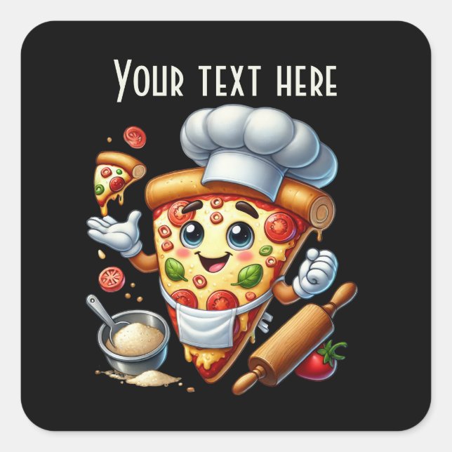 Cool pizza baking party  square sticker (Front)