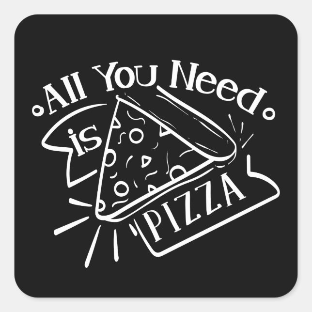 cool pizza lovers word art square sticker (Front)
