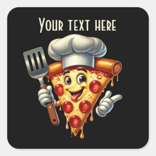 Cool pizza party lovers add text  square sticker