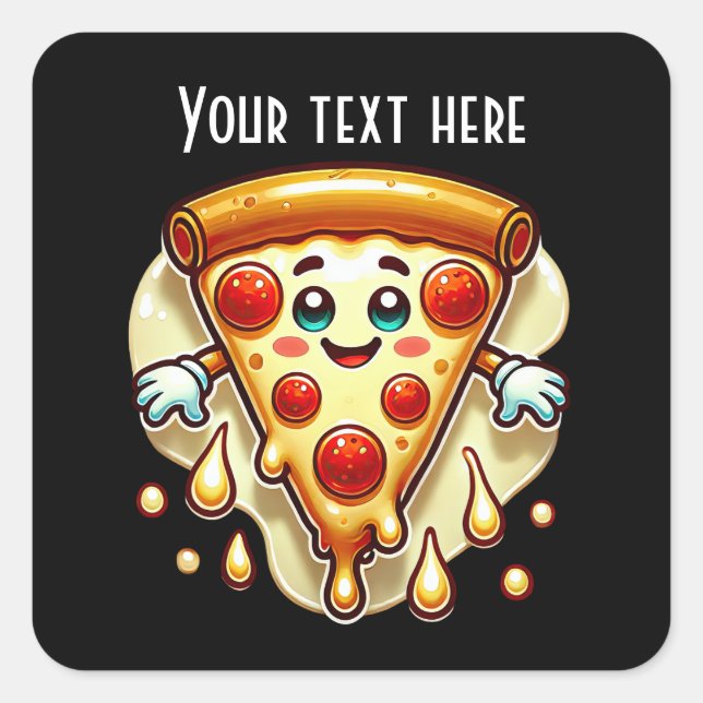 Cool pizza party lovers add text square sticker (Front)