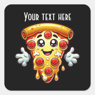 Cool pizza party lovers add text square sticker