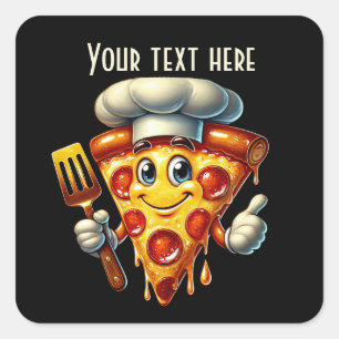 Cool pizza party lovers add text square sticker