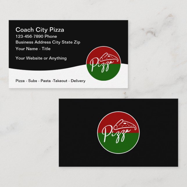 Cool Pizza Shop Italian Restaurant Business Cards (Front/Back)