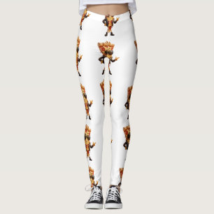 Cool Pizza Slice Mascot in Leather Jacket Art Leggings