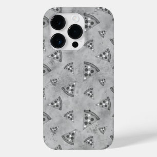 Cool pizza slices vintage black white grey pattern Case-Mate iPhone 14 pro case