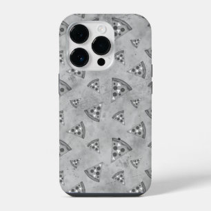 Cool pizza slices vintage black white grey pattern iPhone 14 pro case