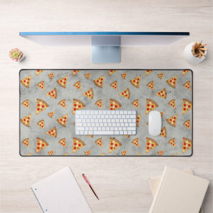 Cool pizza slices vintage grey pattern desk mat