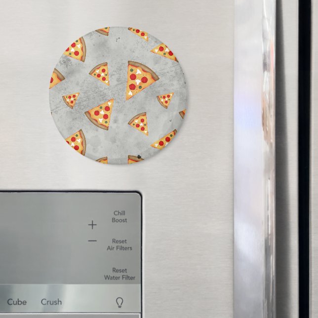 Cool pizza slices vintage grey pattern magnet (In Situ (Fridge))