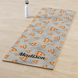 Cool pizza slices vintage grey pattern Personalise Yoga Mat