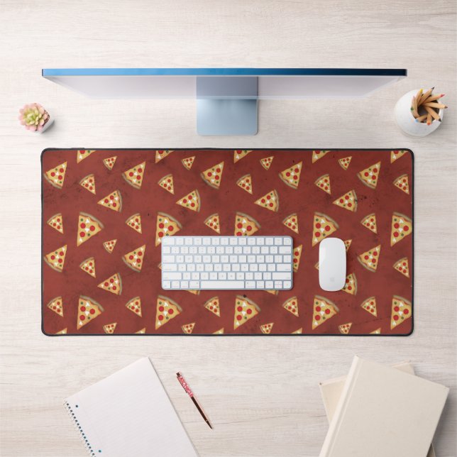 Cool pizza slices vintage red pattern desk mat (Office 1)