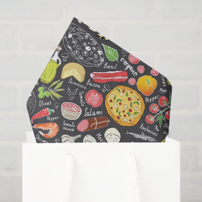 cool pizza tiled party pattern  tissue paper (Gift Bag)