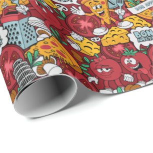 cool pizza tiled party pattern  wrapping paper