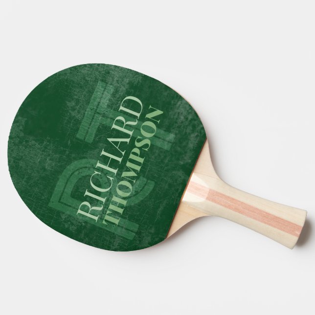 Cool Player Green Monogram (name + initials)  Ping Pong Paddle (Side)
