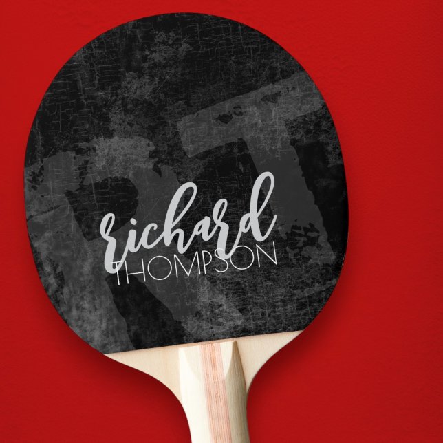 Cool Player Monogram (name & initials) aged black Ping Pong Paddle (Creator Uploaded)