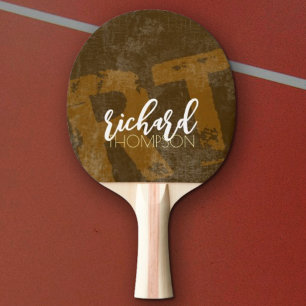 Cool Player Monogram (name & initials) aged brown Ping Pong Paddle