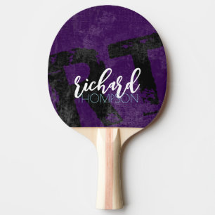 Cool Player Monogram (name & initials) aged purple Ping Pong Paddle