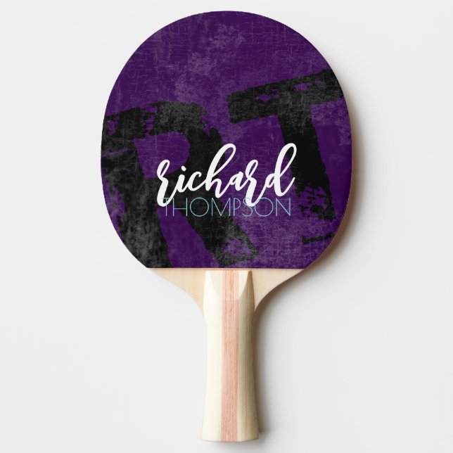 Cool Player Monogram (name & initials) aged purple Ping Pong Paddle (Front)