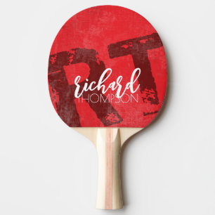 Cool Player Monogram (name + initials) aged red Ping Pong Paddle